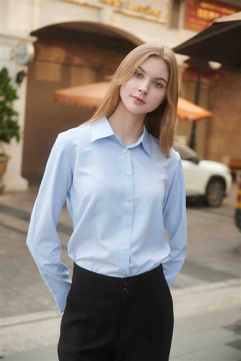 Coffee Dress Shirt for Women - Light Blue | Dress shirts for women ...