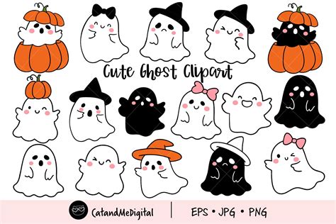 Cute Ghost Clipart Graphic by CatAndMe · Creative Fabrica