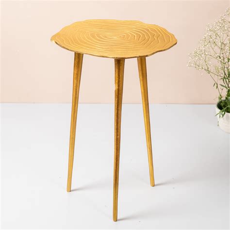 Buy Gold Floral Aluminium Side Table Online at Best Price in India ...