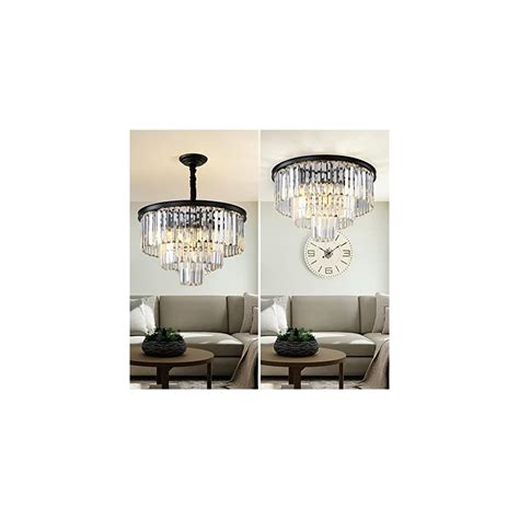 JHEANTCY 3-Tier Black Modern Crystal Chandelier | Ubuy India