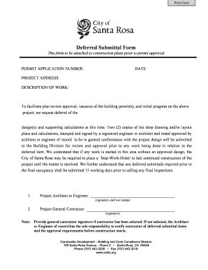 Fillable Online Deferred Submittal Form - srcityorg Fax Email Print ...