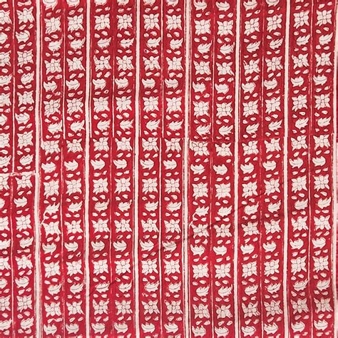 Pure Cotton Jaipuri Red With White Flower Creeper Hand Block Print Fab ...