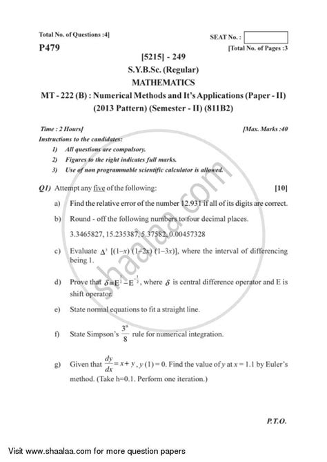 Numerical Methods and It’s Applications 2017-2018 B.Sc Mathematics ...