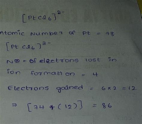 EAN of central metal in [Ptcl6]² - Brainly.in