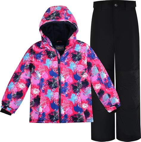 Amazon.com: SMONTY Girls Snow Suit Winter Ski Jacket & Pants Set Hooded ...