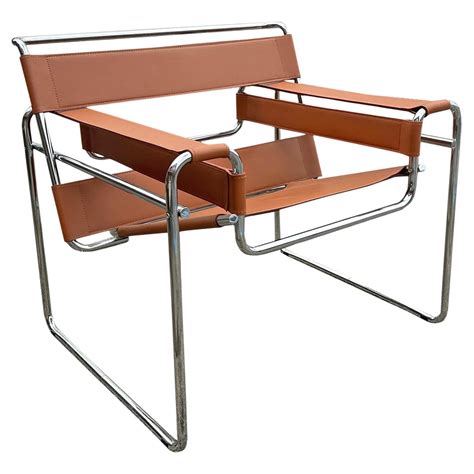 Marcel Breuer Knoll “Wassily” Brown Leather and Chrome Chair For Sale ...