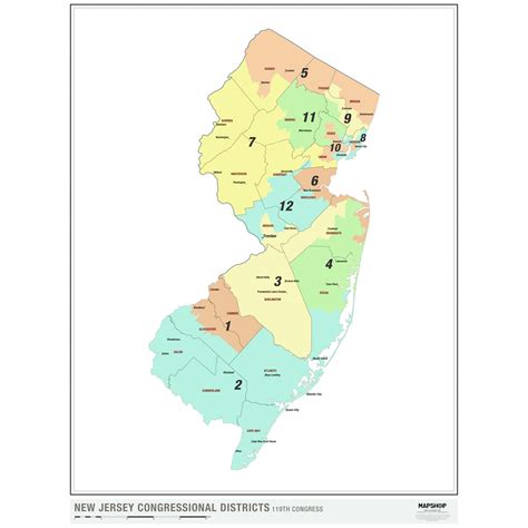 New Jersey 2024 Congressional Districts Wall Map - MapShop