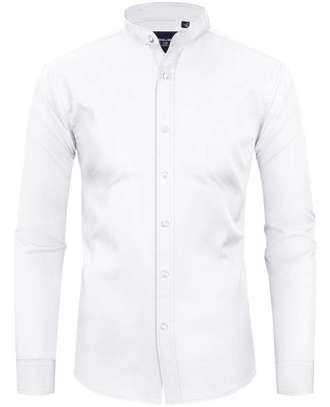Alimens & Gentle Long Sleeve Banded Collar Dress Shirts for Men ...