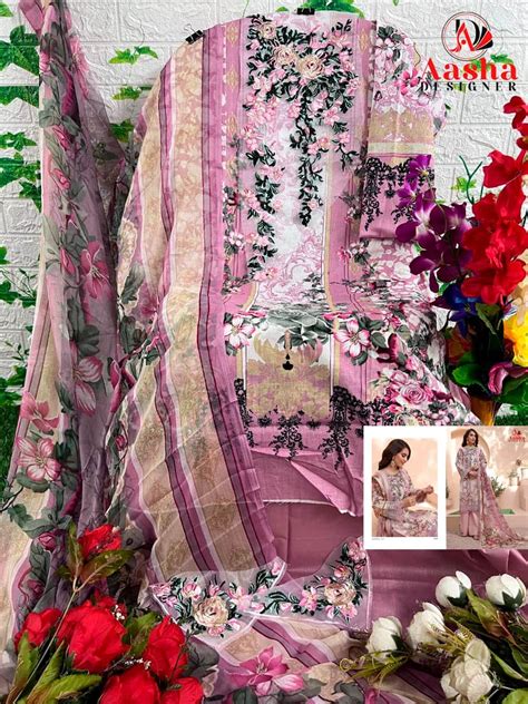 Aasha 1004 A And B Pakistani Suit Chiffon Dupatta