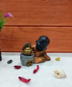 Style My Home Black Textured Baby Monk Resin Statue | Vastu Showpiece ...