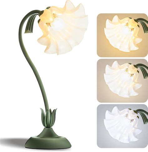 Flower Table Lamp Bedside Lamps LED Reading Light,3 Color Modes Cute ...