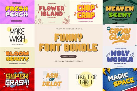 Funny Font Bundle - Fun Font, Display Font, Procreate Font, Canva Font, Decorative Font, Cricut ...