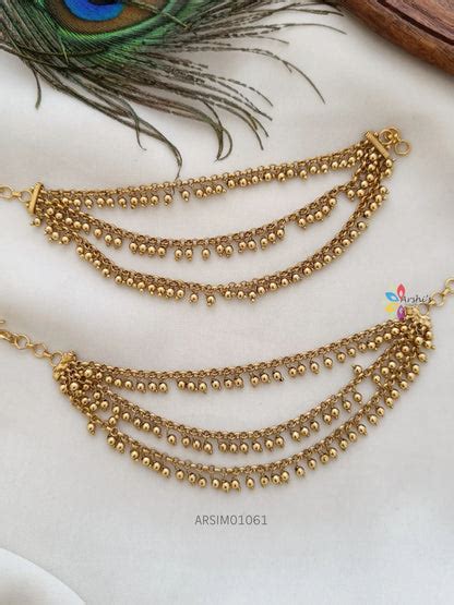 Traditional Three Layer Gold Bead Ear Chains – Arshis
