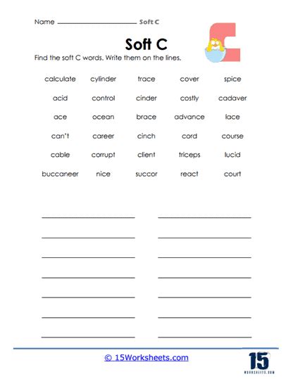 Soft C Worksheets - 15 Worksheets.com