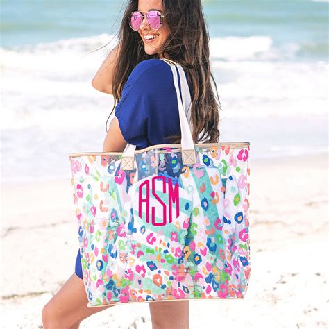 Monogrammed Large Beach Bag Multi-Color - Marleylilly