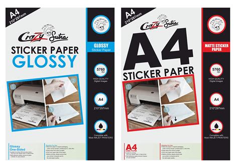 Crazy Sutra A4 Self-Adhesive Sticker Paper Combo (Matte 20 Sheets And ...