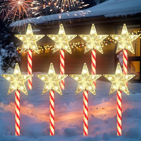 BIMOIA Solar Pathway Lights: 8 Pack Star Outdoor Decorations ...