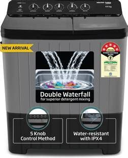 Voltas Beko 9 kg Semi Automatic Top Load Washing Machine Black, Grey ...