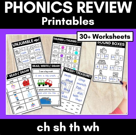 CH SH TH WH Worksheets - PHONICS REVIEW for Consonant Digraphs - Mrs ...