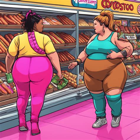 A fat 300 pound woman in cow costumes with her bel by ...