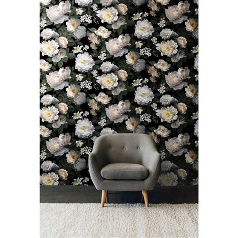 RoomMates Black Photographic Floral Peel and Stick Wallpaper Mural at ...