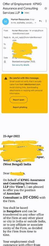 I received a KPMG offer letter in a completely new format. It was ...