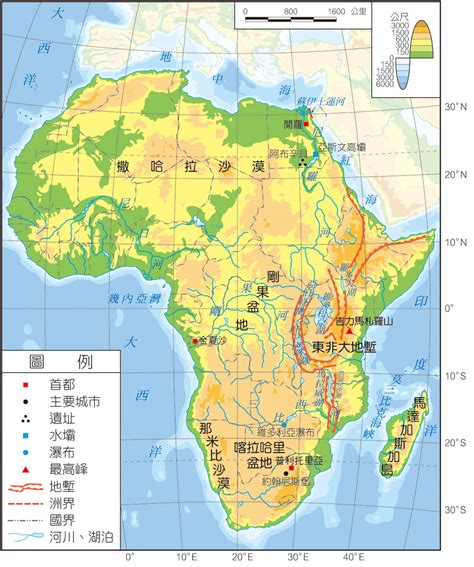 非洲地势_非洲地图库_地图窝