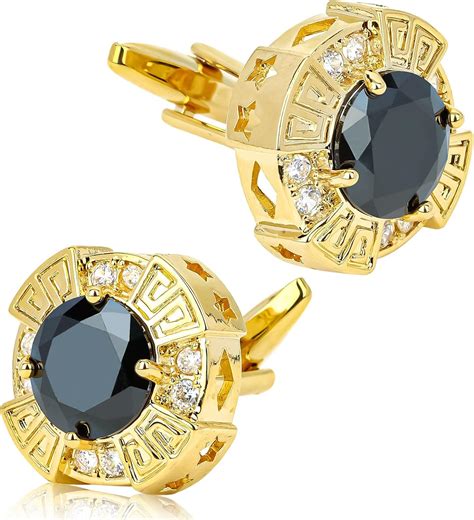 Amazon.com: YARIEW Gold Cufflinks for Men, 18K Gold Plated Crystal ...