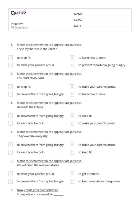 50+ Infinitives worksheets for Kindergarten on Quizizz | Free & Printable