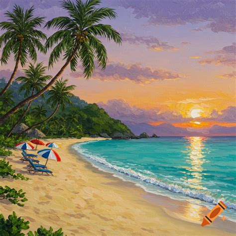 Tropical beach painting on Craiyon