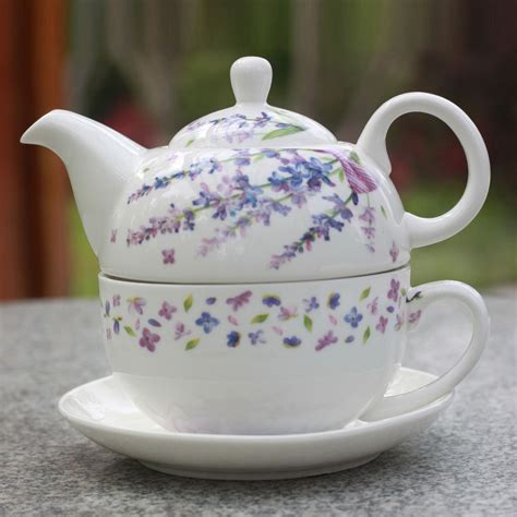 Jomop Tea for One Gift Set Flower Porcelain Teapot and Cup (White 1 ...