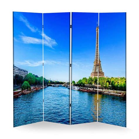 Buy 4 Panel Wall Divider Paris Folding Canvas Privacy Partition Screen ...