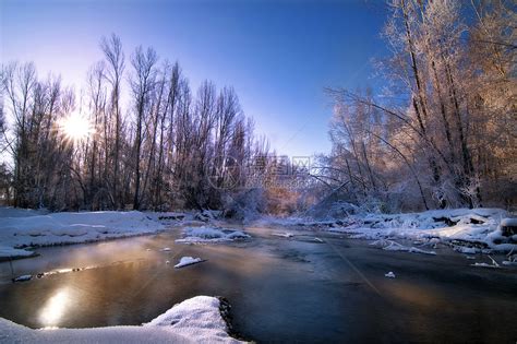 冬季日出河流森林高清图片下载-正版图片501212842-摄图网