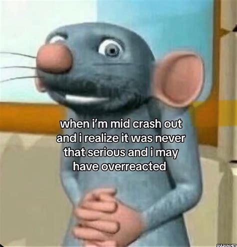 when i'm mid crash out and i realize it was never that serious and i ...