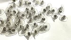 OMX Clutch Push Lock Earring Backs with Plastic Clear, Size 11mm X 6mm ...