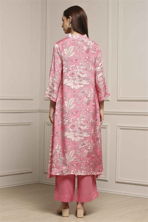 Buy Pink Floral Printed Asymmetric Suit Set Online at Biba Global