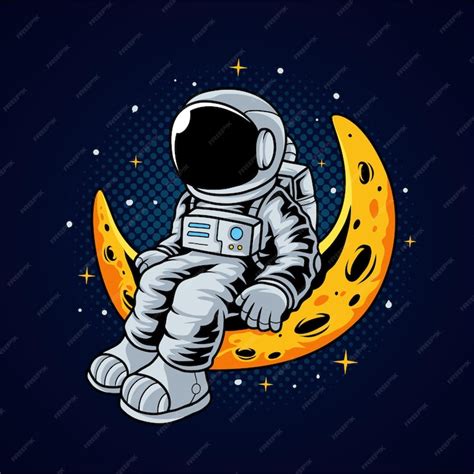 Astronauta sentado na lua | Vetor Premium