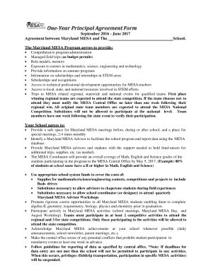 Fillable Online One-Year Principal Agreement Form Fax Email Print ...