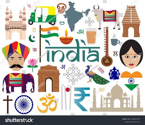 Sets Culture India Vector Illustrationtranslation Vector Stock Vector ...
