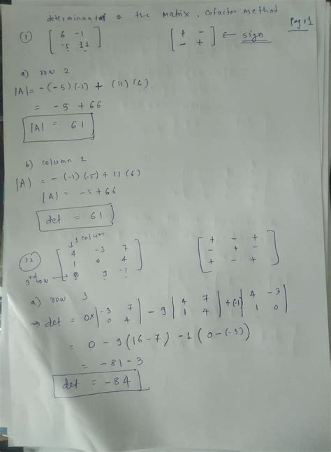 [Solved] Find the determinant of the matrix. Expand by cofactors using ...