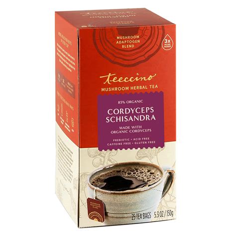 Teeccino Cordyceps Schisandra Tea Cinnamon Berry Caffeine Free Mushroom ...