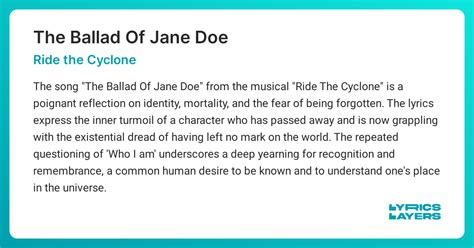 Meaning of THE BALLAD OF JANE DOE (Ride the Cyclone)