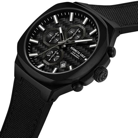 Buy Online Kenneth Cole Quartz Chronograph Black Dial Black Silicone ...