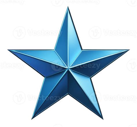 Three-dimensional blue star shape design with sharp edges and smooth ...