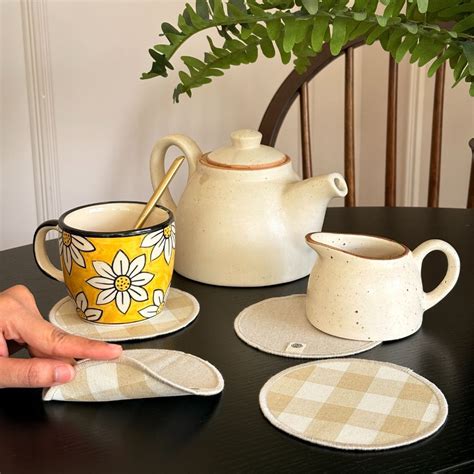 Wipeable & Reversible Cotton Coasters | The Yard House