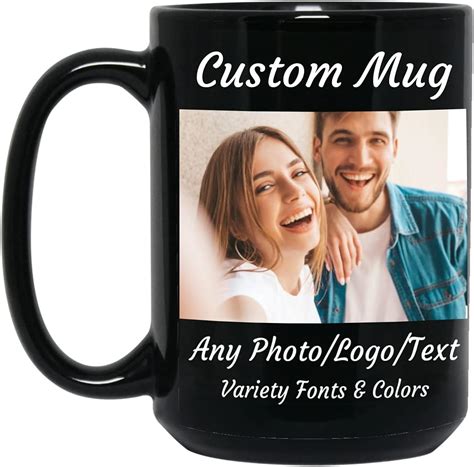 Amazon.com: Custom Photo Mug Personalized Coffee Mug, 15oz Black Mug ...