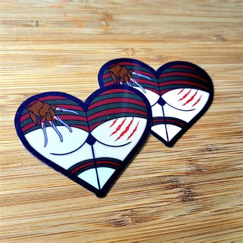 Freddy Krueger Heart Shaped Spooky Booty Stickers x2 - Etsy