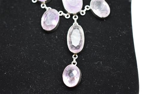 3-Tiered Amethyst & Rose Quartz Necklace, Sterling, 10 Faceted ...