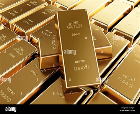 Stack of one kilogram gold bars. 3D illustration Stock Photo - Alamy