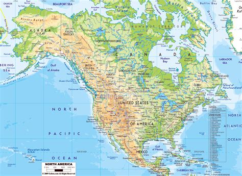 Physical map of North America with roads and major cities | North America | Mapsland | Maps of ...